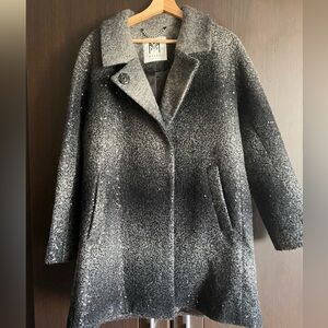 Milly Women's Sequin Wool Angle Coat Charcoal Long Blazer Ombre size M
